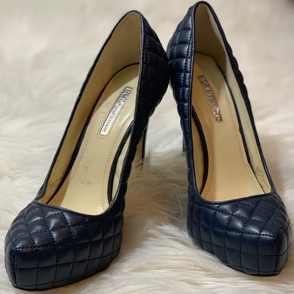 BCBGeneration Navy Blue quilted heel.